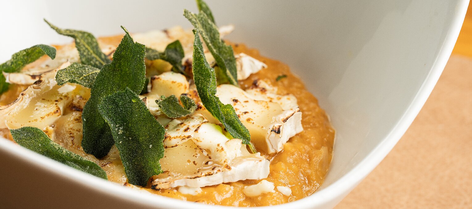 Risotto de calabaza y rulo de cabra