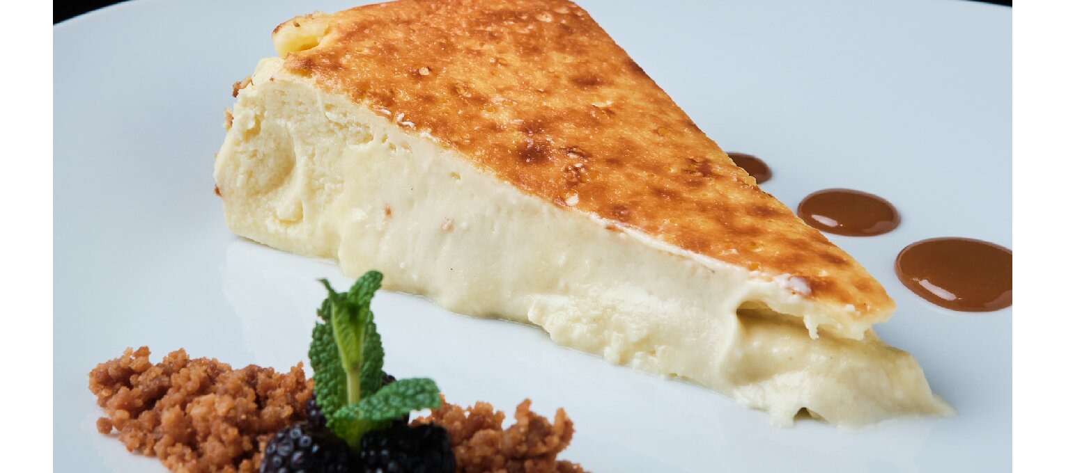 Nuestra tarta de queso cremosa al horno.