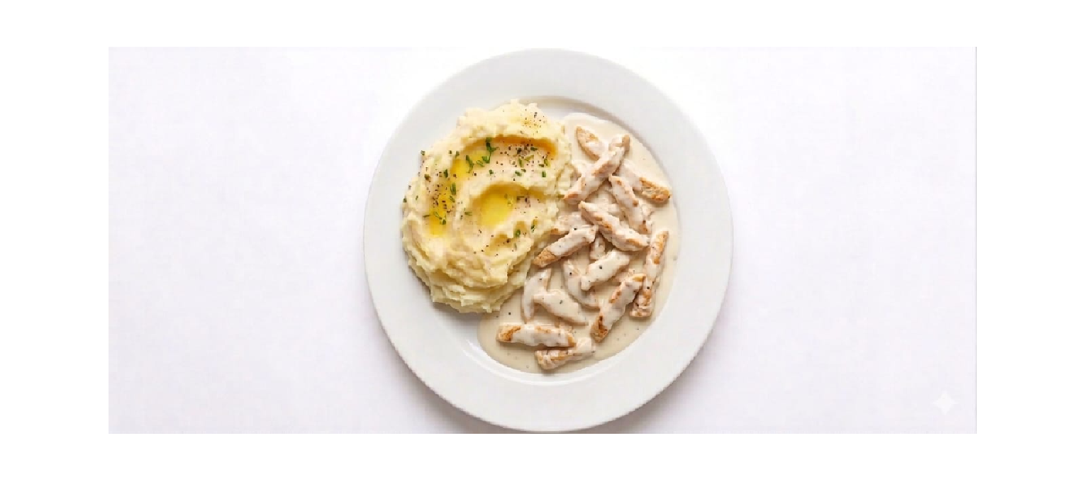 STROGONOFF DE POLLO CON PURE